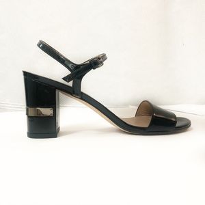 Stuart Weitzman Black Patent Heel Sandals SZ 8.5